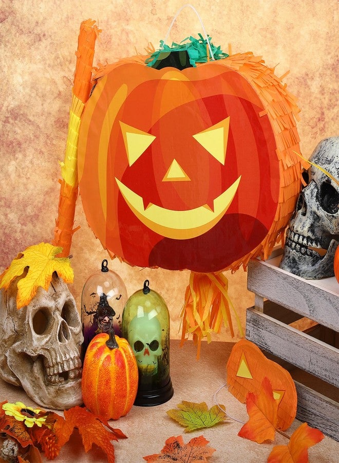 Poen Halloween Pumpkin Piñata for Kids 14 x 9.8 x 2.7 Inch with Stick Blindfold Confetti Hanging Fiestas Decoration Funny Spooky Piñata for Halloween Party Favor Photo Prop Birthday Game Supplies - Image 4